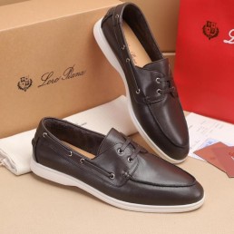 Мужские кожаные лоферы Loro Piana 2024 коричневые