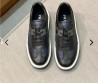 Мужские кожаные кроссовки Prada 2024 черные с синим