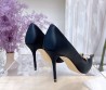 Женские текстильные туфли Manolo Blahnik 2024 черные со стразами