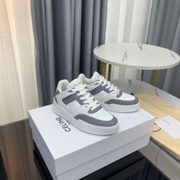 Женские кожаные кроссовки Celine 2024 белые с серым