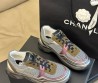 Женские комбинированные кроссовки Chanel 2024 серые