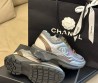 Женские комбинированные кроссовки Chanel 2024 серые