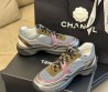Женские комбинированные кроссовки Chanel 2024 серые