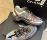 Женские комбинированные кроссовки Chanel 2024 серые