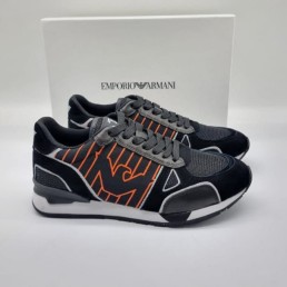 Мужские комбинированные кроссовки Emporio Armani 2024 черные