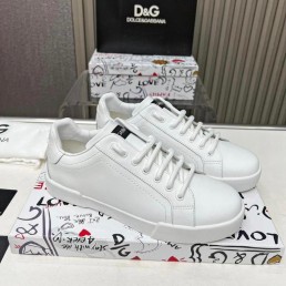 Мужские кроссовки Dolce & Gabbana 2024 белые кожаные