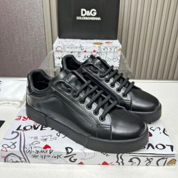 Мужские кроссовки Dolce & Gabbana 2024 черные кожаные