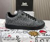 Мужские кожаные кроссовки Dolce & Gabbana 2024 черные с серебристыми надписями