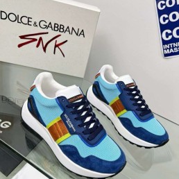 Женские комбинированные кроссовки Dolce & Gabbana 2024 голубые с синим