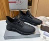 Мужские кожаные кроссовки Prada 2024 черные матовые