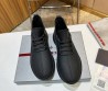 Мужские кожаные кроссовки Prada 2024 черные матовые