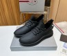 Мужские кожаные кроссовки Prada 2024 черные матовые