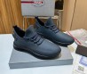 Мужские кожаные кроссовки Prada 2024 синие матовые