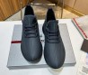 Мужские кожаные кроссовки Prada 2024 синие матовые