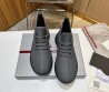 Мужские кожаные кроссовки Prada 2024 серые матовые