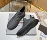 Мужские кожаные кроссовки Prada 2024 серые матовые
