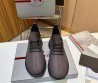 Мужские кожаные кроссовки Prada 2024 коричневые матовые