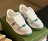 Женские кожаные кроссовки Gucci 2024 белые с серым и зеленым