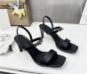 Женские кожаные босоножки Hermes Glamour 2024 черные с пряжкой