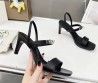 Женские кожаные босоножки Hermes Glamour 2024 черные с пряжкой