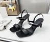 Женские кожаные босоножки Hermes Glamour 2024 черные с пряжкой
