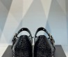 Женские кожаные туфли Miu Miu 2024 черные под рептилию с бантиком