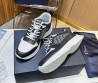 Мужские кожаные кроссовки Christian Dior 2024 темно-синие с белым