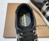 Мужские комбинированные кеды Burberry 2024 черные с бежевым в клетку