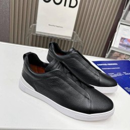 Мужские кожаные кеды Ermenegildo Zegna 2024 черные