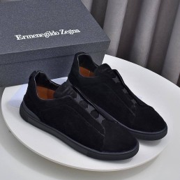 Мужские замшевые кеды Ermenegildo Zegna 2024 черные