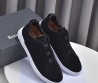 Мужские замшевые кеды Ermenegildo Zegna 2024 черные с белой подошвой