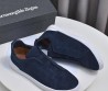 Мужские замшевые кеды Ermenegildo Zegna 2024 синие с белой подошвой