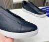 Мужские кожаные кеды Ermenegildo Zegna 2024 синие с белой подошвой