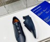 Мужские кожаные кеды Ermenegildo Zegna 2024 синие с белой подошвой