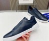 Мужские кожаные кеды Ermenegildo Zegna 2024 синие с белой подошвой
