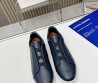 Мужские кожаные кеды Ermenegildo Zegna 2024 синие с белой подошвой