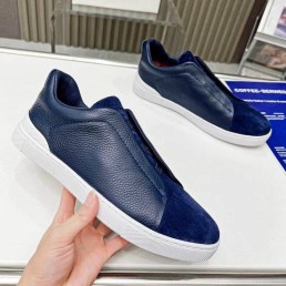 Мужские комбинированные кеды Ermenegildo Zegna 2024 синие