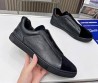 Мужские комбинированные кеды Ermenegildo Zegna 2024 черные с черной подошвой