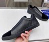 Мужские комбинированные кеды Ermenegildo Zegna 2024 черные с черной подошвой