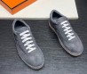 Мужские замшевые кроссовки Hermes 2024 с текстильными вставками синие