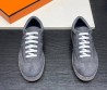 Мужские замшевые кроссовки Hermes 2024 с текстильными вставками синие