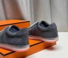 Мужские замшевые кроссовки Hermes 2024 с текстильными вставками синие