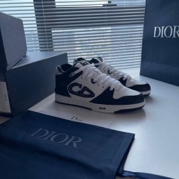 Мужские кожаные кроссовки Christian Dior 2024 белые с черным