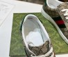 Мужские комбинированные кроссовки Gucci 2024 коричневые с красной полоской