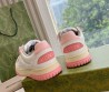 Женские кожаные кроссовки Gucci 2024 со вставками из каучука белые с розовым