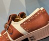 Женские кожаные туфли Miu Miu 2024 коричневые с перфорацией