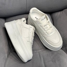 Женские кожаные кроссовки Celine 2024 белые на толстой подошве