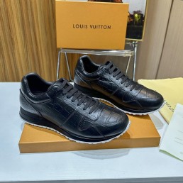 Мужские кожаные кроссовки Louis Vuitton 2024 черные под рептилию