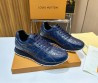 Мужские кожаные кроссовки Louis Vuitton 2024 темно-синие под рептилию