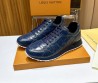 Мужские кожаные кроссовки Louis Vuitton 2024 темно-синие под рептилию